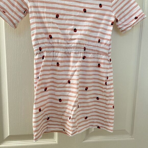 Old Navy Pink Striped Ladybug Dress Cotton Girls Size 5T - Picture 9 of 9